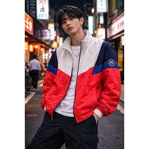 Perry Ellis Colorblock Windbreaker Jacket Men’s M Retro Streetwear 90s Vibe